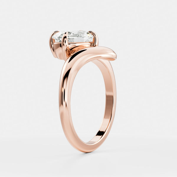Solitaire Twisted Band- 2.1 CT Oval Moissanite Engagement Ring - Solitaire- 1.0 CT Oval Moissanite Engagement Ring