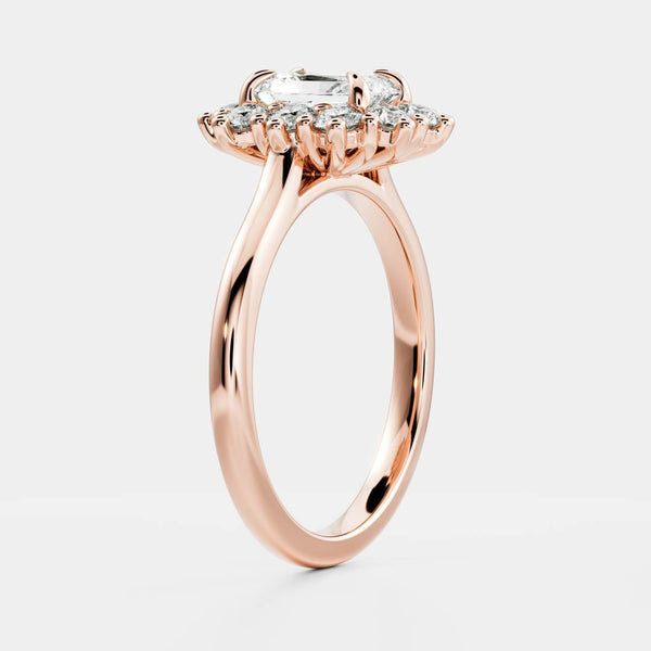 Halo & Cathedral-Radiant Lab Grown Diamond Engagement Ring - Solitaire-Oval Lab Grown Diamond Engagement Ring