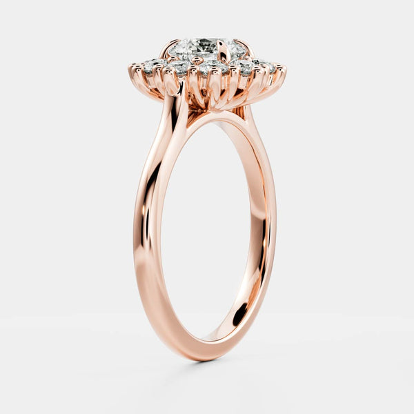 Halo & Cathedral-Round Lab Grown Diamond Engagement Ring - Solitaire-Oval Lab Grown Diamond Engagement Ring