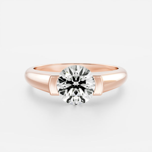 Solitaire Half Bezel- 1.8 CT Round Moissanite Engagement Ring - Solitaire- 1.0 CT Oval Moissanite Engagement Ring