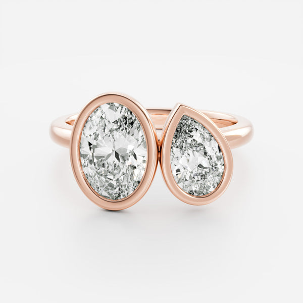 Toi Et Moi Bezel-Oval & Pear Lab Grown Diamond Engagement Ring - Solitaire-Oval Lab Grown Diamond Engagement Ring