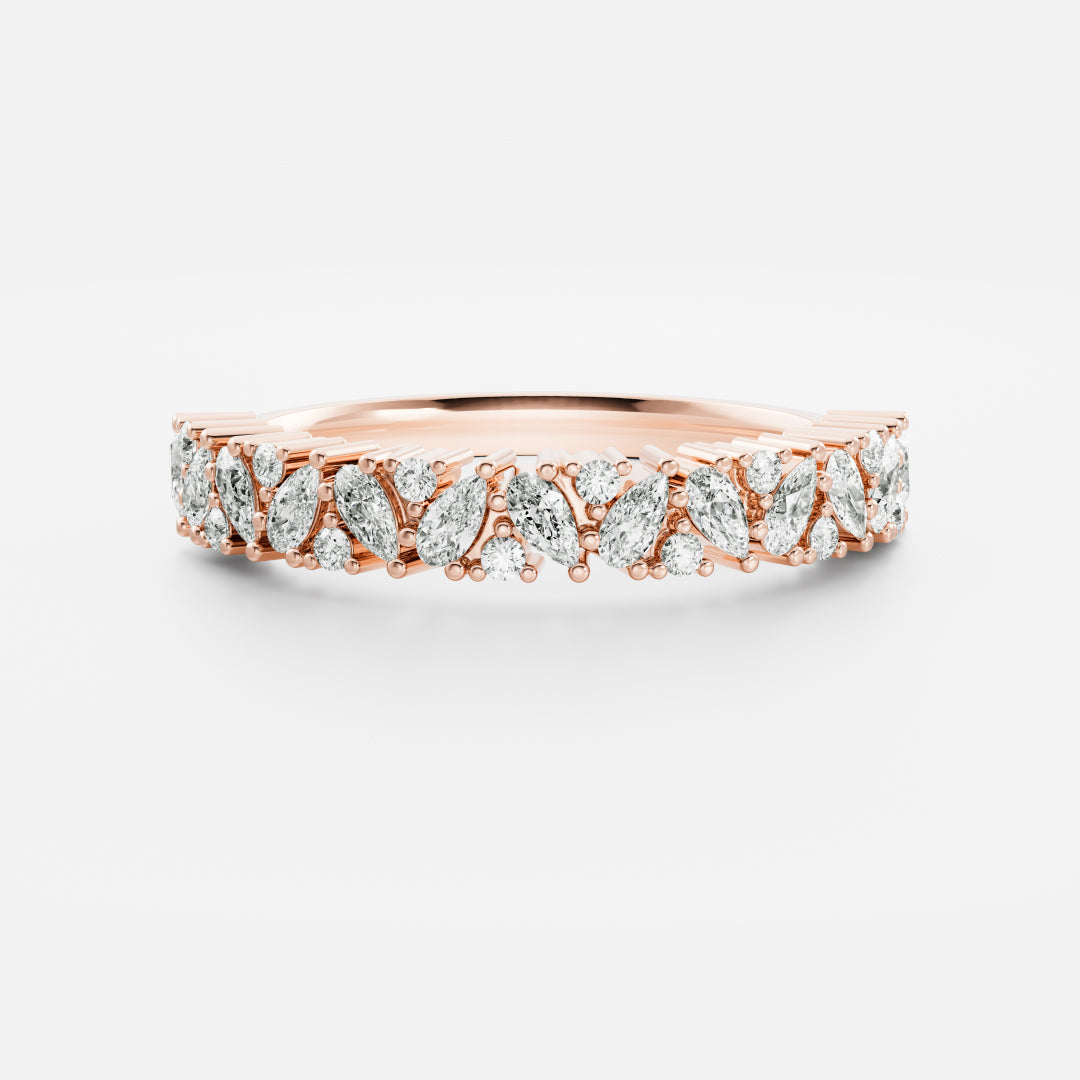Half Eternity- 0.20 CT Oval Moissanite Wedding Band