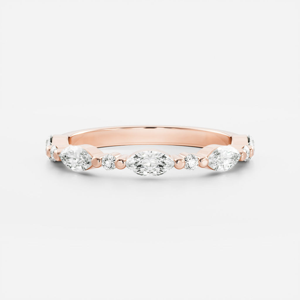 Half Eternity- 0.20 CT Oval Moissanite Wedding Band