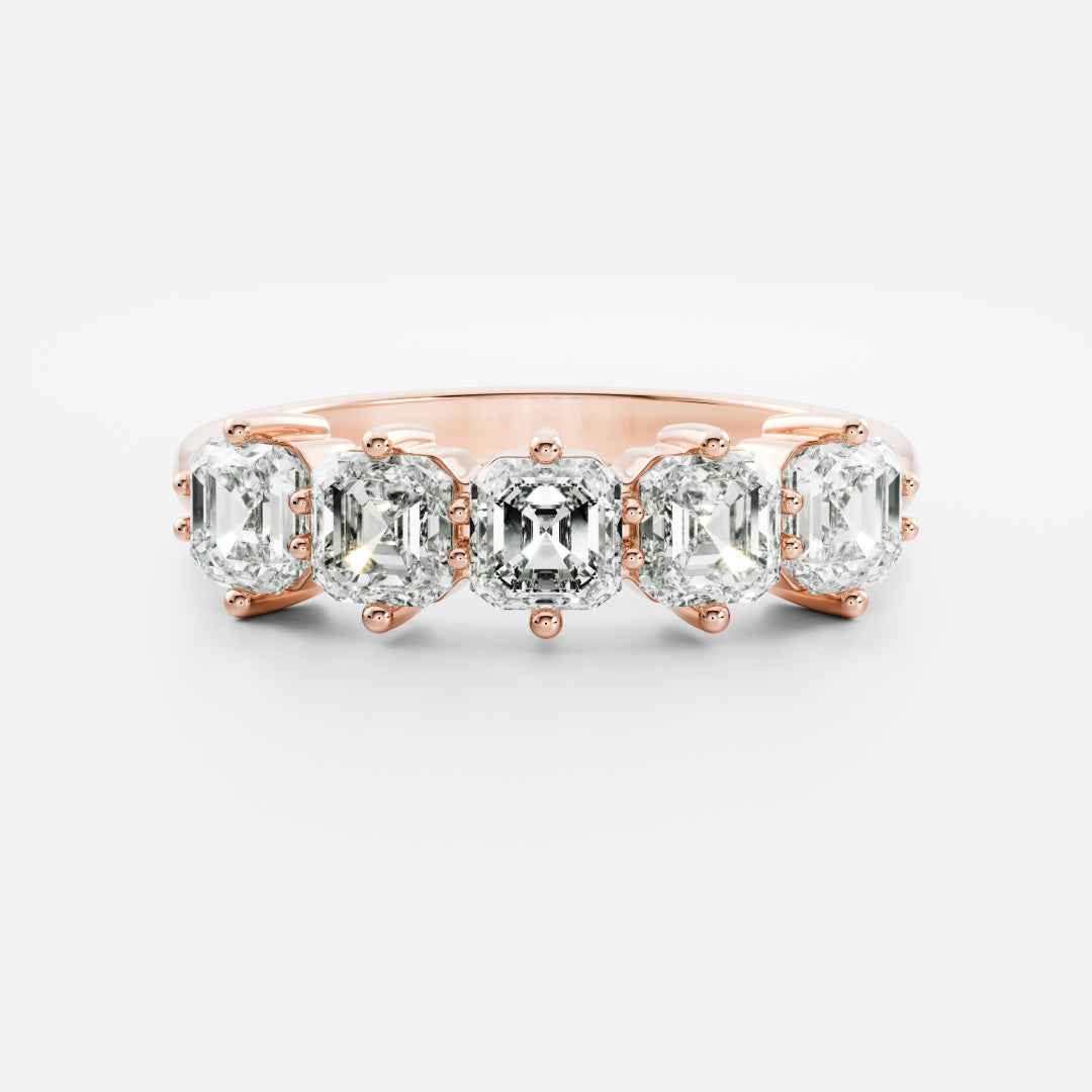 Half Eternity- 0.20 CT Oval Moissanite Wedding Band