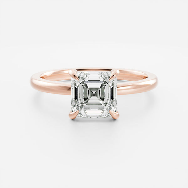 Solitaire Low Profile-Asscher Lab Grown Diamond Engagement Ring - Solitaire-Oval Lab Grown Diamond Engagement Ring