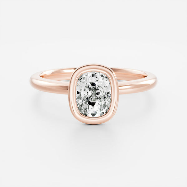 Solitaire Bezel- 2.0 CT Elongated Cushion Moissanite Engagement Ring - Solitaire- 1.0 CT Oval Moissanite Engagement Ring