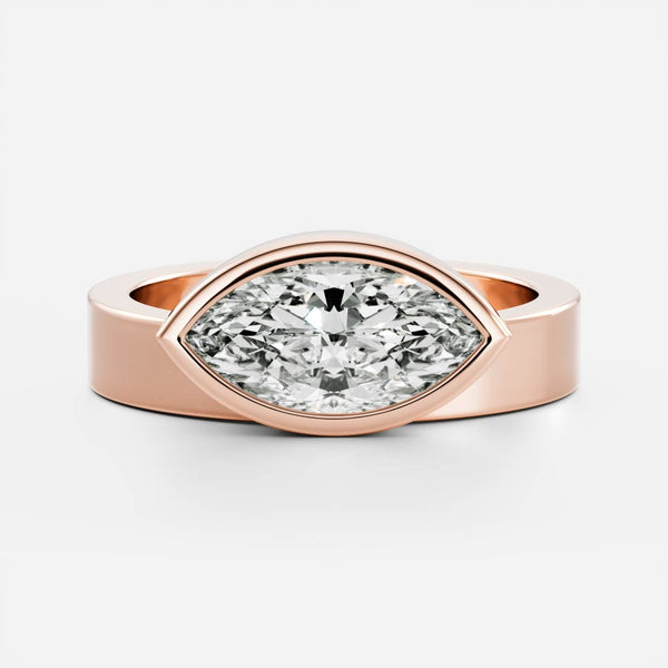 East West Solitaire Bezel- 2.0 CT Marquise Moissanite Engagement Ring - East West Solitaire Bezel- 2.0 CT Marquise Moissanite Engagement Ring