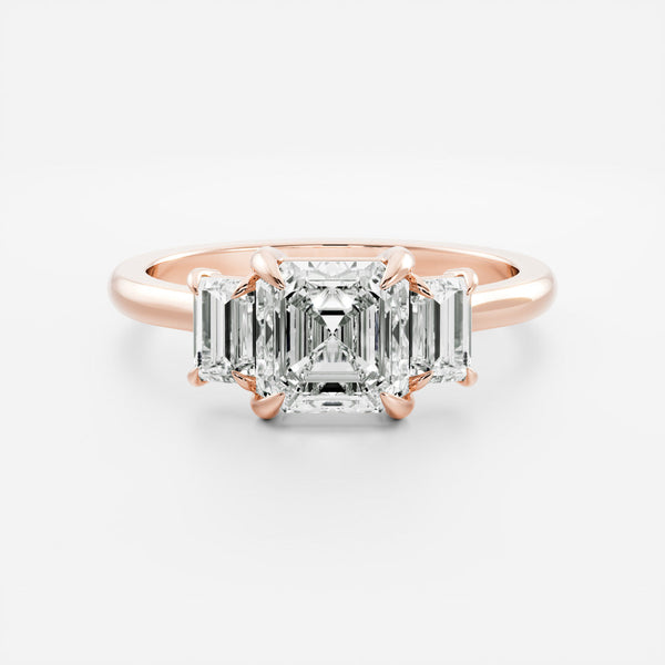 Three Stone Cathedral- 1.15 CT Asscher Moissanite Engagement Ring - Solitaire- 1.0 CT Oval Moissanite Engagement Ring