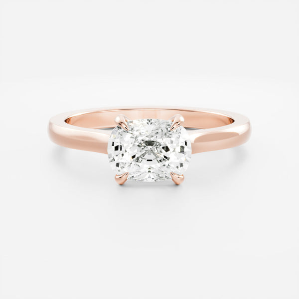 East West Solitaire Cathedral-Elongated Cushion Lab Grown Diamond Engagement Ring - Solitaire-Oval Lab Grown Diamond Engagement Ring