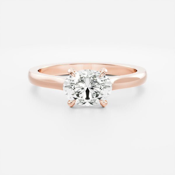 East West Solitaire Cathedral-Oval Lab Grown Diamond Engagement Ring - Solitaire-Oval Lab Grown Diamond Engagement Ring