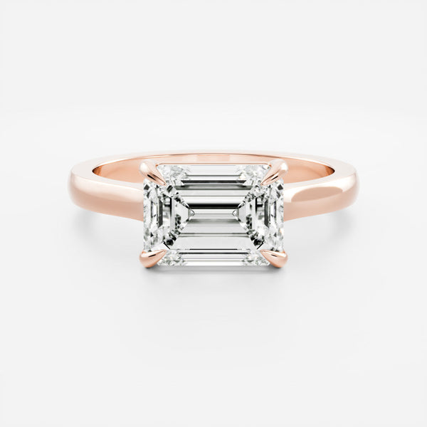 East West Solitaire Cathedral-Emerald Lab Grown Diamond Engagement Ring - Solitaire-Oval Lab Grown Diamond Engagement Ring