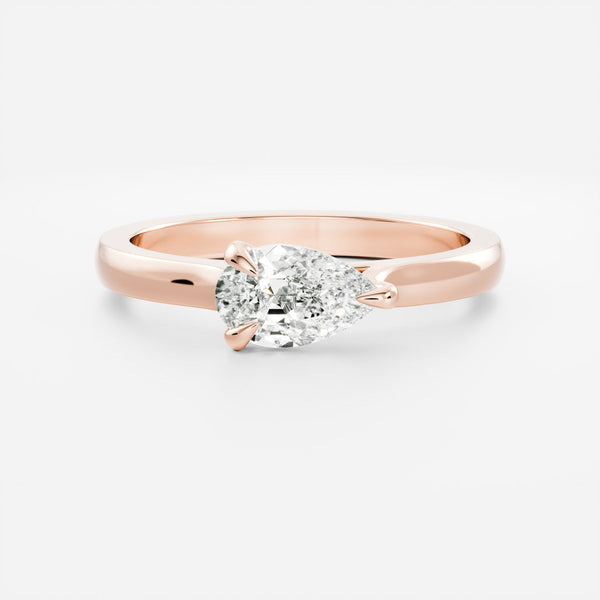 East West Solitaire Cathedral- 0.8 CT Pear Moissanite Engagement Ring - Solitaire- 1.0 CT Oval Moissanite Engagement Ring