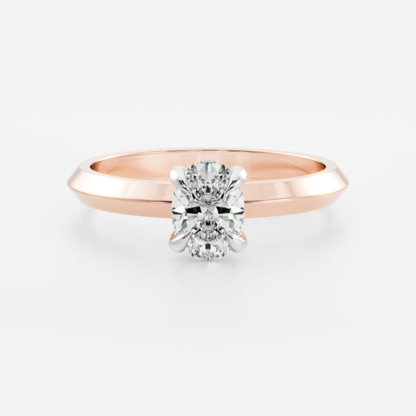 Solitaire Knife Edge- 1.5 CT Oval Moissanite Engagement Ring - Solitaire- 1.0 CT Oval Moissanite Engagement Ring