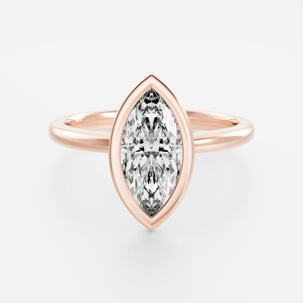 Solitaire Bezel- 1.5 CT Marquise Moissanite Engagement Ring - Solitaire- 1.0 CT Oval Moissanite Engagement Ring