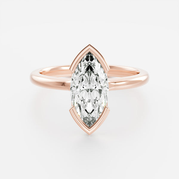 Half Bezel Cathedral- 1.5 CT Marquise Moissanite Engagement Ring - Solitaire- 1.0 CT Oval Moissanite Engagement Ring