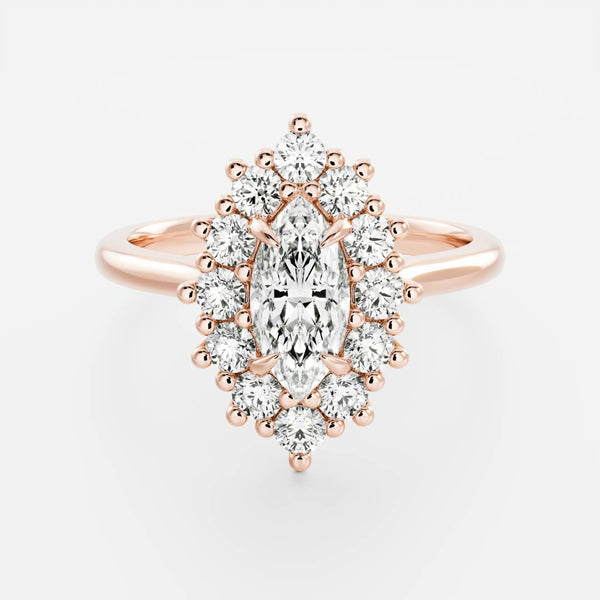 Halo & Cathedral- 1.0 CT Marquise Moissanite Engagement Ring - Solitaire- 1.0 CT Oval Moissanite Engagement Ring