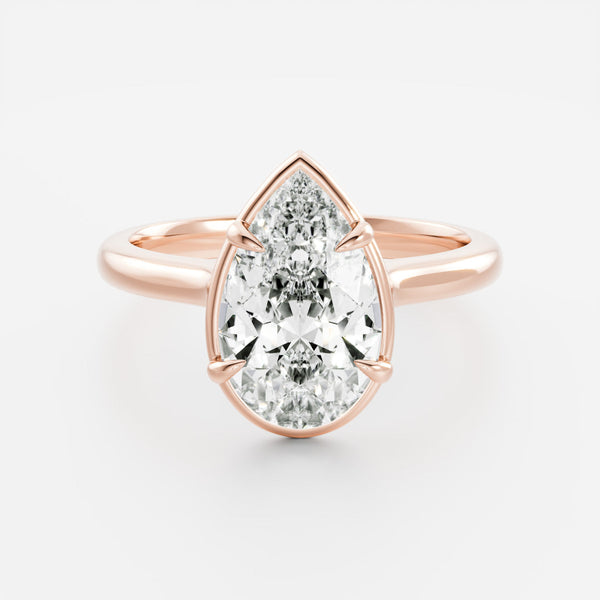 Solitaire Cathedral Unique Bezel- 1.9 CT Pear Moissanite Engagement Ring - Solitaire- 1.0 CT Oval Moissanite Engagement Ring