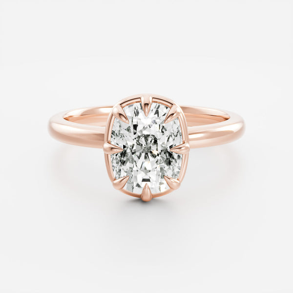 Solitaire Unique Bezel- 2.0 CT Elongated Cushion Moissanite Engagement Ring - Solitaire- 1.0 CT Oval Moissanite Engagement Ring