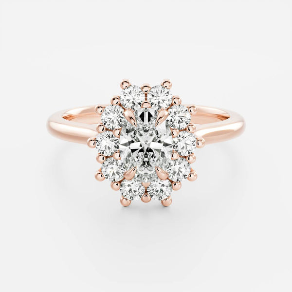 Halo & Cathedral-Oval Lab Grown Diamond Engagement Ring - Solitaire-Oval Lab Grown Diamond Engagement Ring