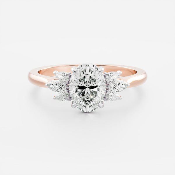 Cluster- 3.3 CT Oval Moissanite Engagement Ring - Solitaire- 1.0 CT Oval Moissanite Engagement Ring