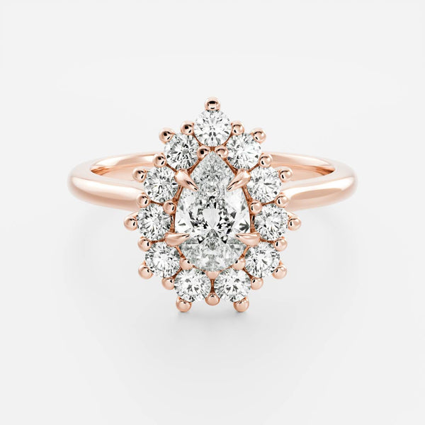 Halo Style-Pear Lab Grown Diamond Engagement Ring - Solitaire-Oval Lab Grown Diamond Engagement Ring