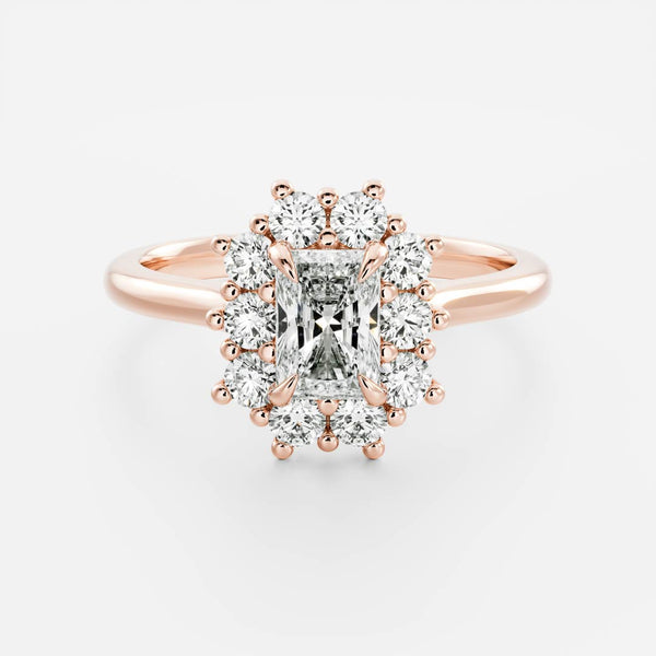 Halo Cathedral- 2.1 CT Radiant Moissanite Engagement Ring - Solitaire- 1.0 CT Oval Moissanite Engagement Ring