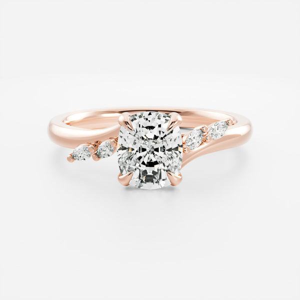 Cluster- 2.0 CT Elongated Cushion Moissanite Engagement Ring - Solitaire- 1.0 CT Oval Moissanite Engagement Ring