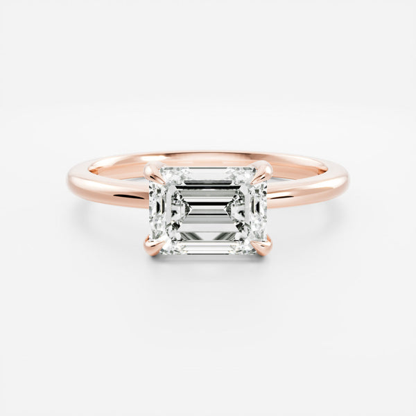 East West Solitaire-Emerald Lab Grown Diamond Engagement Ring - Solitaire-Oval Lab Grown Diamond Engagement Ring