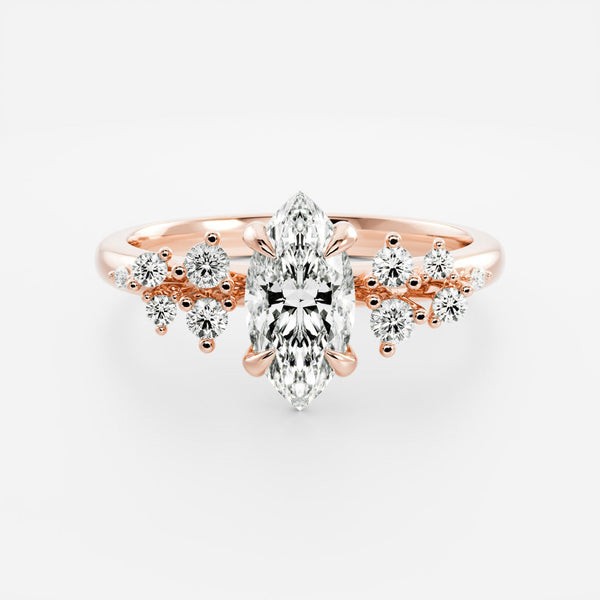 Cluster- 1.5 CT Marquise Moissanite Engagement Ring - Solitaire- 1.0 CT Oval Moissanite Engagement Ring