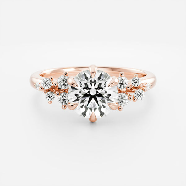 Cluster-Round Lab Grown Diamond Engagement Ring - Solitaire-Oval Lab Grown Diamond Engagement Ring