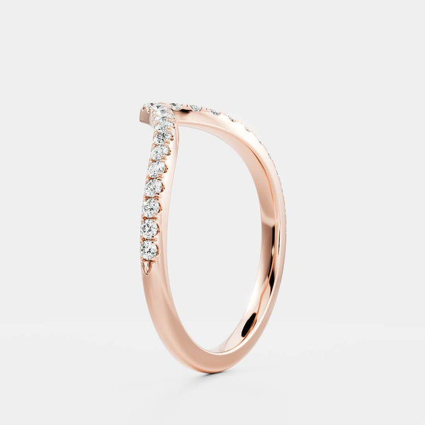 Chevron Half Eternity- 0.58 CT Round Lab Grown Diamond Wedding Band - Eternity- 0.50 CT Round Lab Grown Diamond Wedding Band
