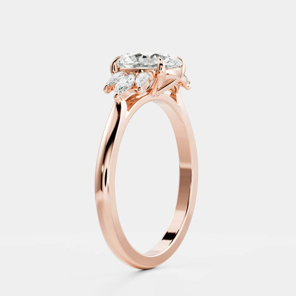 Cluster Style-Oval Lab Grown Diamond Engagement Ring - Solitaire-Oval Lab Grown Diamond Engagement Ring