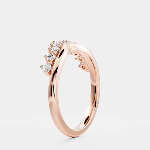 Chevron Crown Style- 0.15 CT Round Lab Grown Diamond Wedding Band - Eternity- 0.50 CT Round Lab Grown Diamond Wedding Band