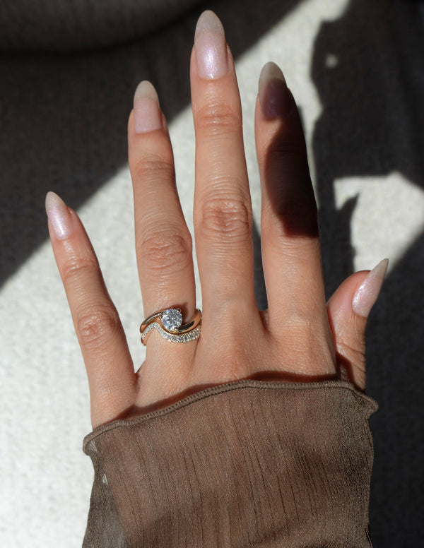 Solitaire Rapture & Pave Band- 1 CT Round Lab Grown Diamond Bridal Set - Solitaire Rapture & Pave Band- Oval Lab Grown Diamond Bridal Set