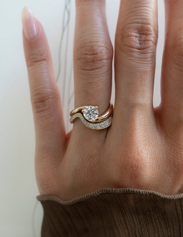 Solitaire Rapture & Pave Band- 1 CT Round Lab Grown Diamond Bridal Set - Solitaire Rapture & Pave Band- Oval Lab Grown Diamond Bridal Set
