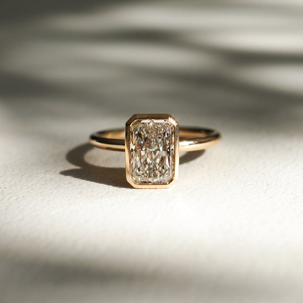 Solitaire Bezel-Radiant Lab Grown Diamond Engagement Ring - Solitaire-Oval Lab Grown Diamond Engagement Ring