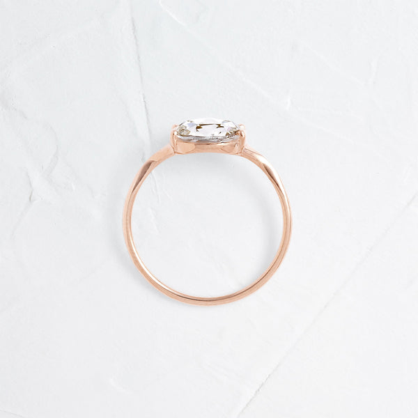 Split Shank-Rose Cut Lab Grown Diamond Engagement Ring - Solitaire-Oval Lab Grown Diamond Engagement Ring