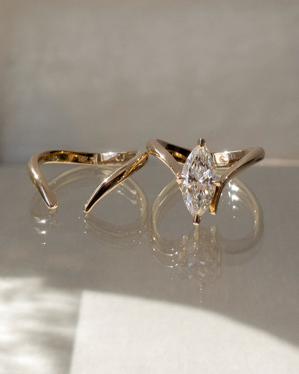 Custom Listing for Lauren-Marquise Cut Rapture Compass Prong with Plain Band Lab Grown Diamond Bridal Set - Custom Listing for Lauren-Marquise Cut Rapture Compass Prong with Plain Band Lab Grown Diamond Bridal Set