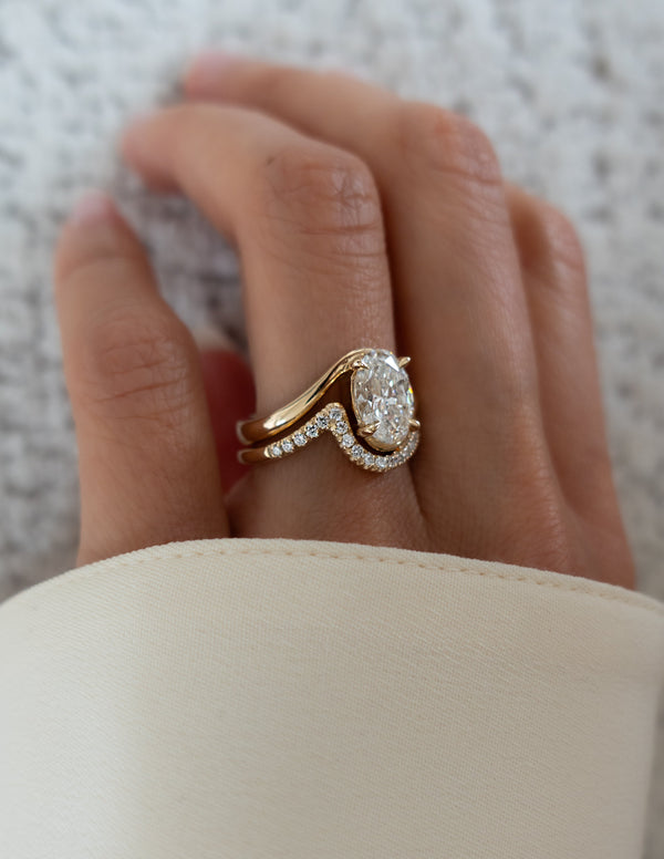 Solitaire Rapture & Pave Band- 2.5 CT Oval Lab Grown Diamond Bridal Set - Solitaire Rapture & Pave Band- Oval Lab Grown Diamond Bridal Set