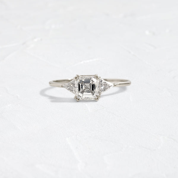 Three Stone & Double Prong-Asscher Lab Grown Diamond Engagement Ring - Solitaire-Oval Lab Grown Diamond Engagement Ring