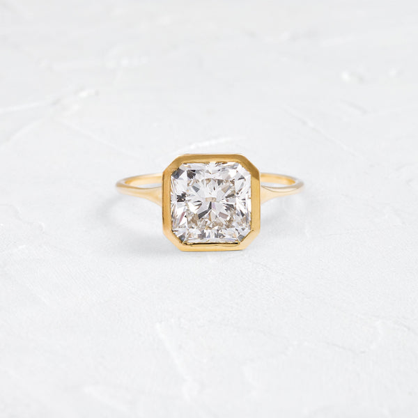 Solitaire Bezel-Square Radiant Lab Grown Diamond Engagement Ring - Solitaire-Oval Lab Grown Diamond Engagement Ring