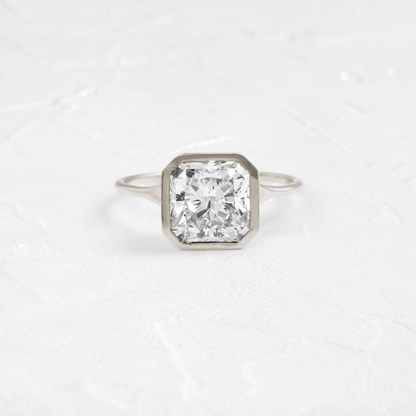 Solitaire Bezel-Square Radiant Lab Grown Diamond Engagement Ring - Solitaire-Oval Lab Grown Diamond Engagement Ring