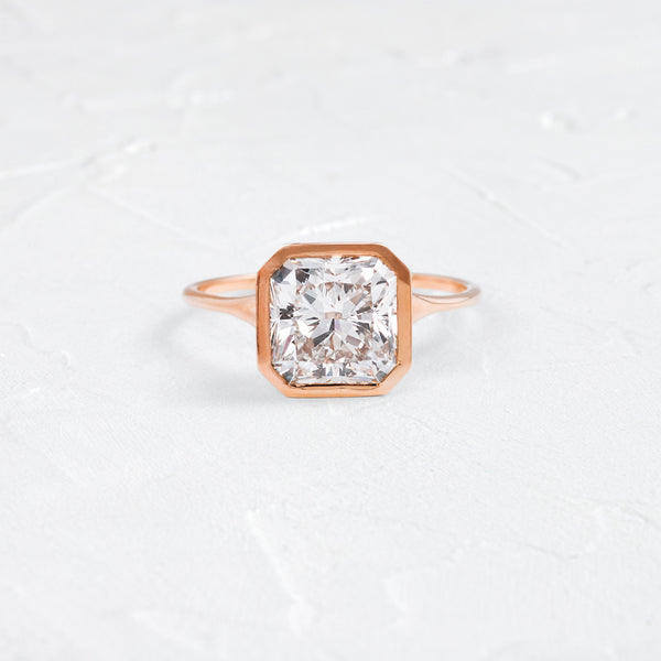Solitaire Bezel-Square Radiant Lab Grown Diamond Engagement Ring - Solitaire-Oval Lab Grown Diamond Engagement Ring