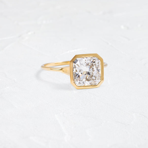 Solitaire Bezel-Square Radiant Lab Grown Diamond Engagement Ring - Solitaire-Oval Lab Grown Diamond Engagement Ring