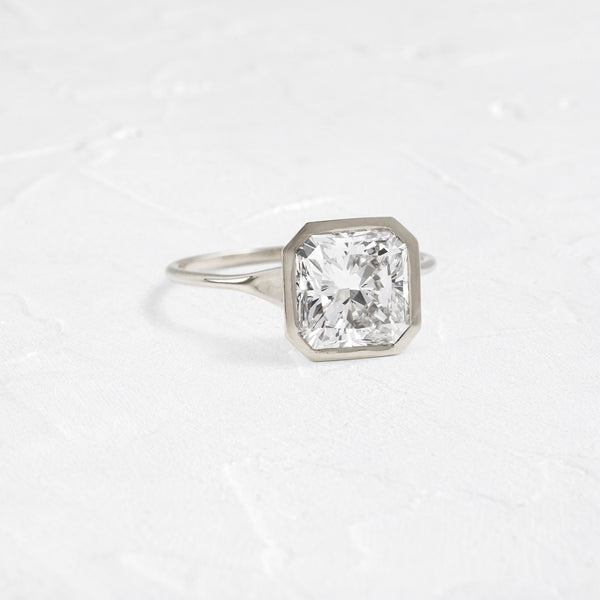 Solitaire Bezel-Square Radiant Lab Grown Diamond Engagement Ring - Solitaire-Oval Lab Grown Diamond Engagement Ring