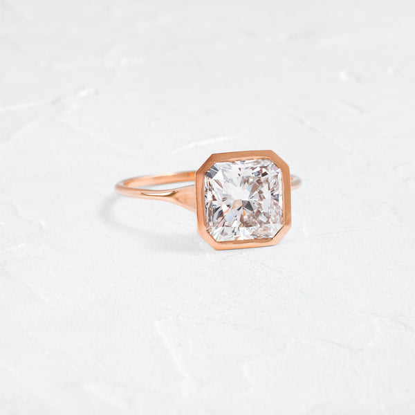 Solitaire Bezel-Square Radiant Lab Grown Diamond Engagement Ring - Solitaire-Oval Lab Grown Diamond Engagement Ring