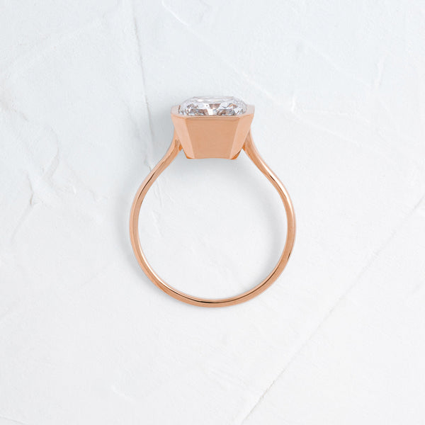 Solitaire Bezel-Square Radiant Lab Grown Diamond Engagement Ring - Solitaire-Oval Lab Grown Diamond Engagement Ring