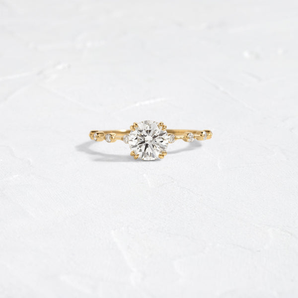 Pave-Round Lab Grown Diamond Engagement Ring - Solitaire-Oval Lab Grown Diamond Engagement Ring