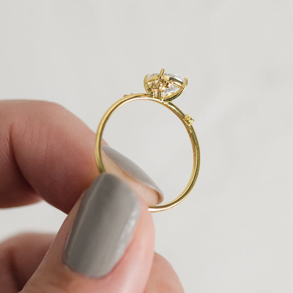 Cluster-Elongated Cushion Lab Grown Diamond Engagement Ring - Solitaire-Oval Lab Grown Diamond Engagement Ring