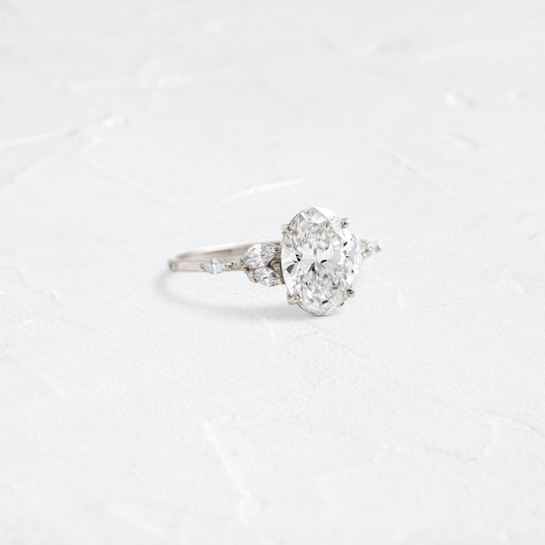 Cluster-Oval Lab Grown Diamond Engagement Ring - Solitaire-Oval Lab Grown Diamond Engagement Ring